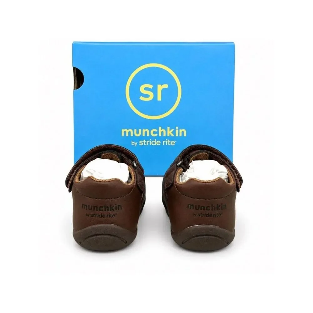 Stride Rite Joey Supportive Brown Infant Boy First Walker Shoes Size 3 Hook Loop